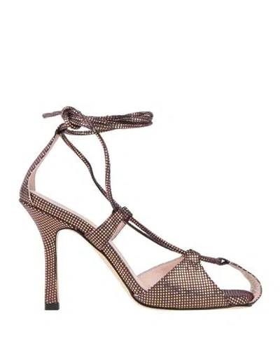 Luca Valentini Woman Sandals Dark Brown Size 5 Soft Leather