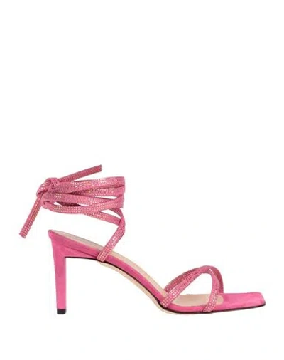 Luca Valentini Woman Sandals Magenta Size 8 Leather In Pink
