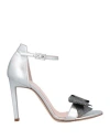 Luca Valentini Woman Sandals Silver Size 5 Soft Leather