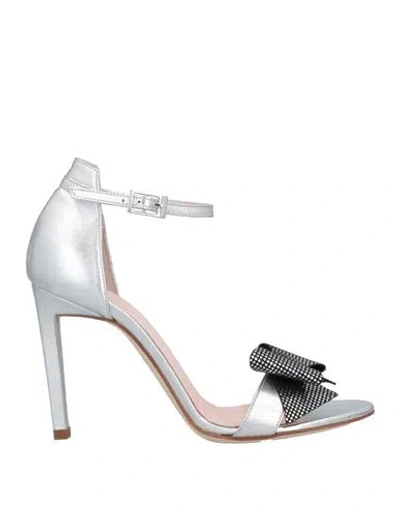 Luca Valentini Woman Sandals Silver Size 5 Soft Leather