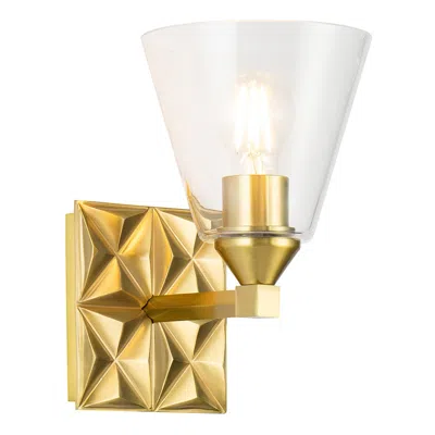 Lucas + Mckearn Alpha 1 Light Wall Sconce With Glass In Aged Gold Brass