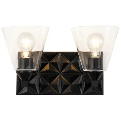 Lucas + Mckearn Alpha 2 Light Vanity Light With Glass In Matte Black