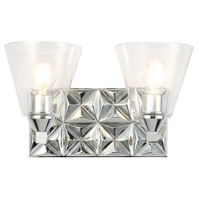 Lucas + Mckearn Alpha 2 Light Vanity Light With Glass In Polished Chrome