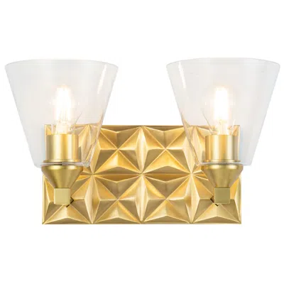 Lucas + Mckearn Alpha 2 Light Vanity With Glass In Aged Gold Brass