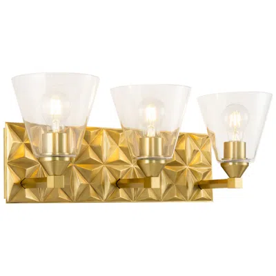 Lucas + Mckearn Alpha 3 Light Vanity With Glass In Aged Gold Brass