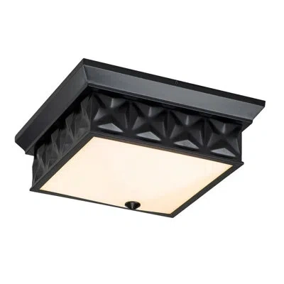 Lucas + Mckearn Alpha Frosted Glass Flush Mount In Matte Black