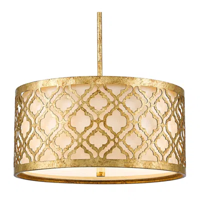 Lucas + Mckearn Arabella 16" Wide Distressed Gold Drum Pendant Light