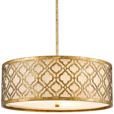 Lucas + Mckearn Arabella 21" Wide Distressed Gold Drum Pendant Light