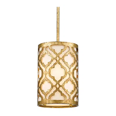 Lucas + Mckearn Arabella 6 3/4" Wide Distressed Gold Drum Mini Pendant Light