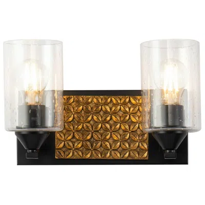 Lucas + Mckearn Arcadia 2 Light Bath Vanity In Matte Black And Gold