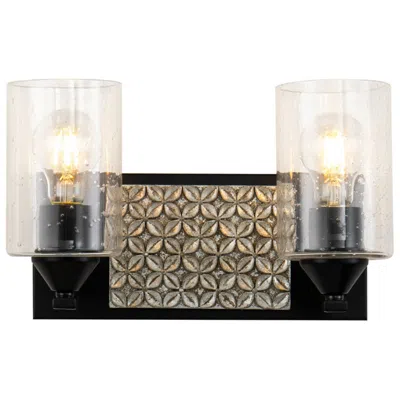 Lucas + Mckearn Arcadia 2 Light Bath Vanity In Matte Black And Silver