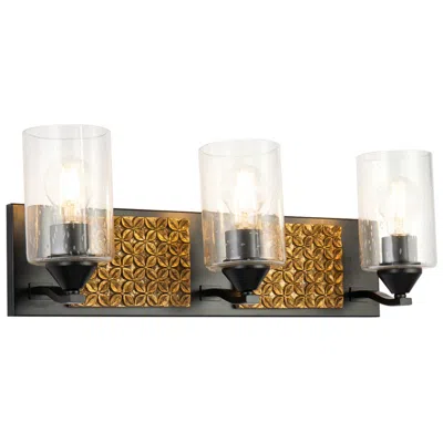 Lucas + Mckearn Arcadia 3 Light Bath Bar In Matte Black And Gold