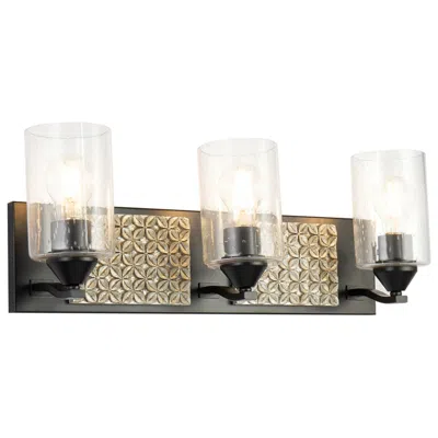 Lucas + Mckearn Arcadia 3 Light Bath Bar In Matte Black And Silver