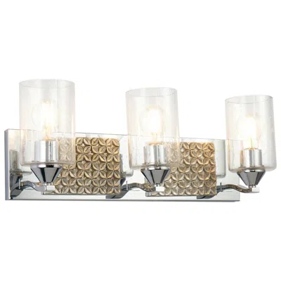 Lucas + Mckearn Arcadia 3 Light Bath Bar In Polished Chrome And Silver