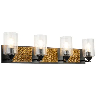 Lucas + Mckearn Arcadia 4 Light Bath Bar In Matte Black And Gold