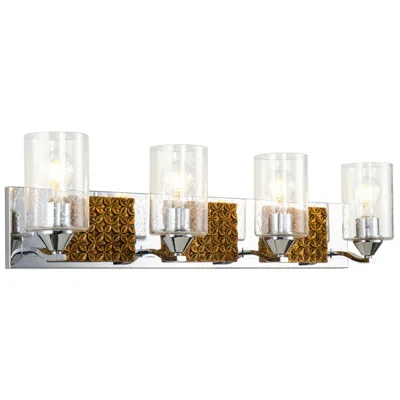 Lucas + Mckearn Arcadia 4 Light Bath Bar In Polished Chrome And Gold