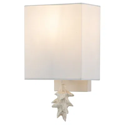 Lucas + Mckearn Blanche 12 1/2" High Bone Wall Sconce With Linen Shade In White