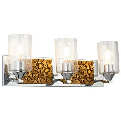 Lucas + Mckearn Bocage 3 Light Bath Bar In Polished Chrome And Gold