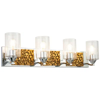 Lucas + Mckearn Bocage 4 Light Bath Bar In Polished Chrome And Gold