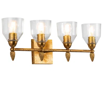 Lucas + Mckearn Lucas Mckearn Felice 29 1/2" Wide 4-light Gold And Glass Bath Bar