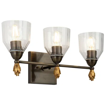 Lucas + Mckearn Felice 3 Light Vanity Light In Dark Bronze With Gold Accents