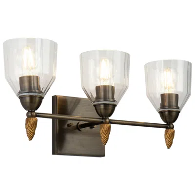 Lucas + Mckearn Felice 3 Light Vanity Light In Dark Bronze With Gold Accents