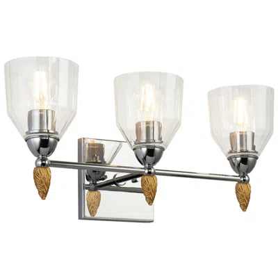 Lucas + Mckearn Felice 3 Light Vanity Light In Polished Chrome With Gold Accents