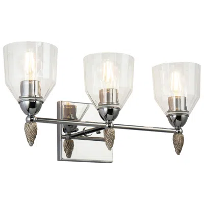 Lucas + Mckearn Felice 3 Light Vanity Light In Polished Chrome With Silver Accents