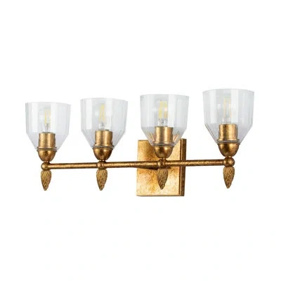 Lucas + Mckearn Felice 4 Light Vanity In Antique Gold In Gold Leaf;antique