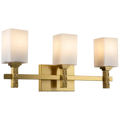 Lucas + Mckearn Jack 3 Light Bath Bar In Aged Brass In White