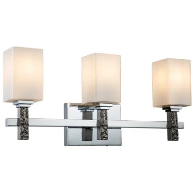 Lucas + Mckearn Jack 3 Light Bath Bar In Polished Chrome In White