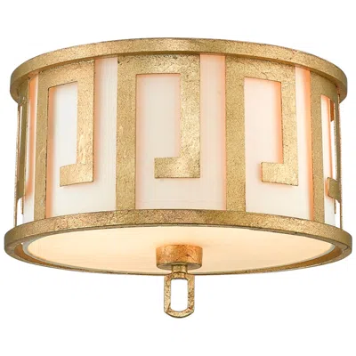 Lucas + Mckearn Lemuria 15" Wide Distressed Gold Drum Ceiling Light