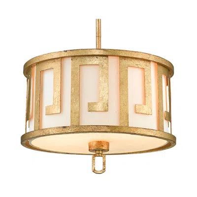 Lucas + Mckearn Lemuria 15"w Distressed Gold And Ivory Drum Pendant Light