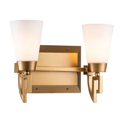 Lucas + Mckearn Lemuria 2 Light Bath Bar In Laquered Gold In Multi