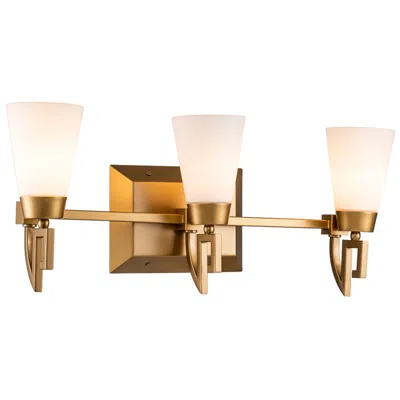 Lucas + Mckearn Lemuria 3 Light Bath Bar In Laquered Gold In White