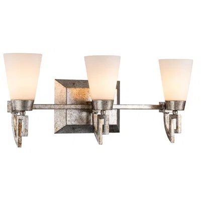Lucas + Mckearn Lemuria 3 Light Bath Bar In Silver Leaf In Pink