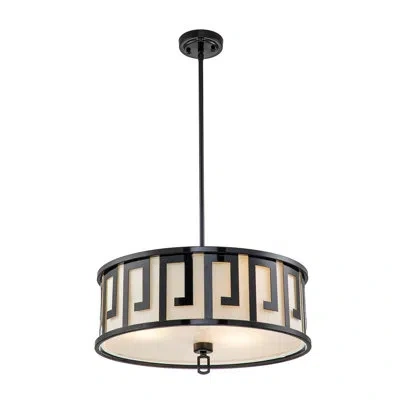 Lucas + Mckearn Lemuria 3 Light Duo-mount Large Pendant - Lacquered Black, Ivory Shade