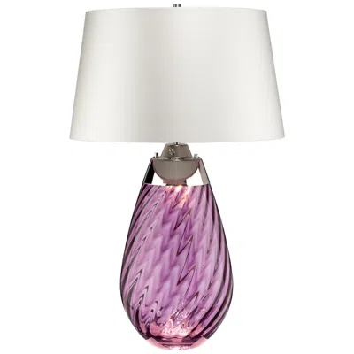 Lucas + Mckearn Lena Plum Art Glass Large Table Lamp With Off -white Shade In Pink