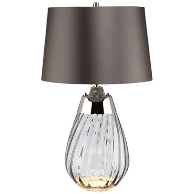 Lucas + Mckearn Lena Smoke Art Glass Small Table Lamp With Brown Satin Shade In Gray