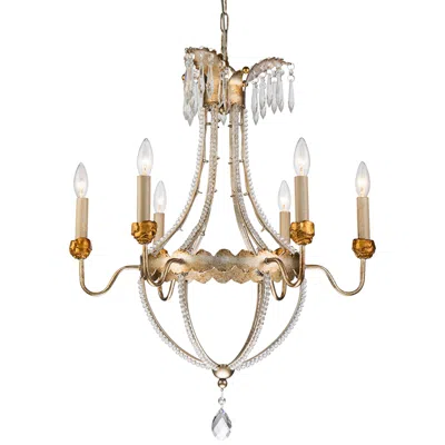 Lucas + Mckearn Louis 25" Wide Distressed Silver And Gold 6-light Chandelier