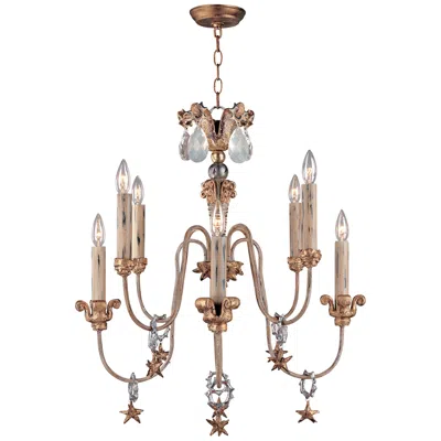 Lucas + Mckearn Mignon 25" Wide Distressed Ivory And Gold 8-light Chandelier
