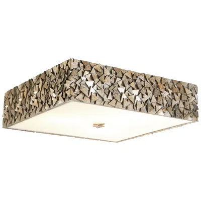 Lucas + Mckearn Lucas Mckearn Mosaic 16" Wide Antique Silver Leaf Square Ceiling Light