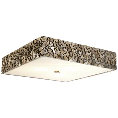 Lucas + Mckearn Mosaic 20" Wide Antique Silver Leaf Square Ceiling Light