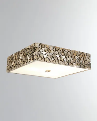 Lucas + Mckearn Mosaic 3-light Square Ceiling Light, 16" In Silver