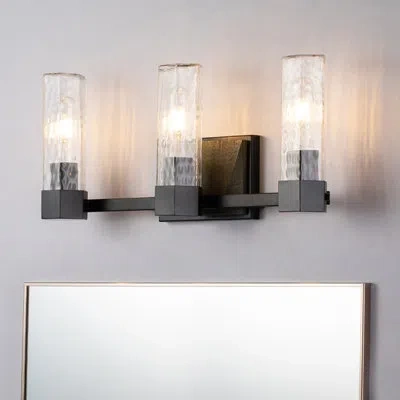Lucas + Mckearn Novarre 3 Light Vanity In Grey And Black In Grey;gris
