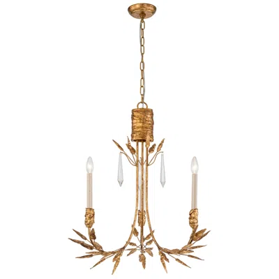 Lucas + Mckearn Palm D'or 3 Light Chandelier In Gold
