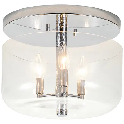 Lucas + Mckearn Lucas Mckearn Rampart 13" Polished Chrome And Glass Ceiling Light