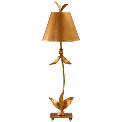 Lucas + Mckearn Red Bell Gold Leaf Steel Leaves Buffet Table Lamp