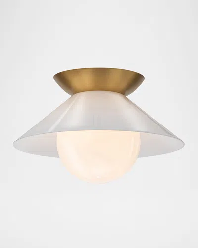 Lucas + Mckearn Saucer 14" Flush Mount In Aged Brass
