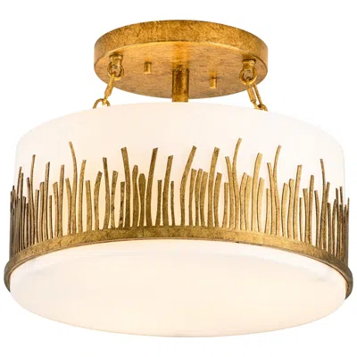 Lucas + Mckearn Lucas Mckearn Sawgrass 15" Wide Antique Gold Leaf Ceiling Light